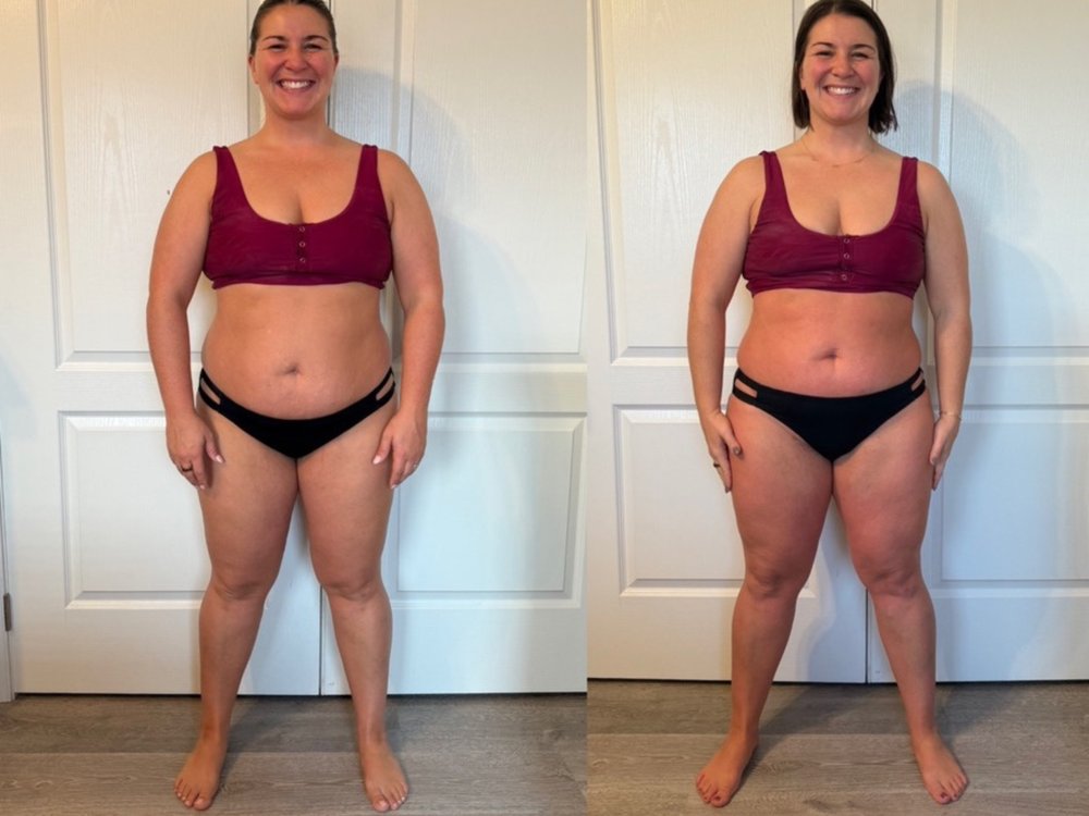 Emily before and after — more energy and 20 lbs lost